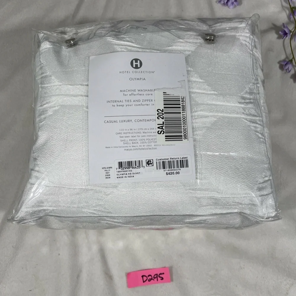 NEW Hotel Collection [ King ] Olympia‎ Duvet Cover Only in White